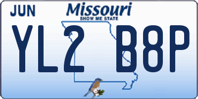 MO license plate YL2B8P
