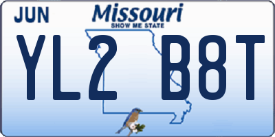 MO license plate YL2B8T