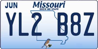 MO license plate YL2B8Z