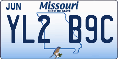 MO license plate YL2B9C