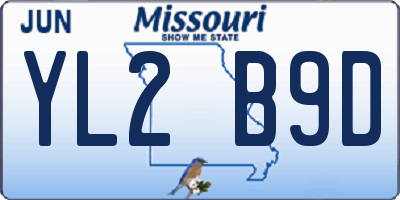 MO license plate YL2B9D