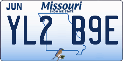 MO license plate YL2B9E