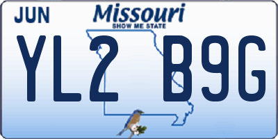 MO license plate YL2B9G