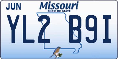 MO license plate YL2B9I