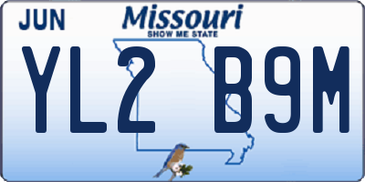 MO license plate YL2B9M