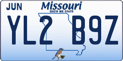 MO license plate YL2B9Z