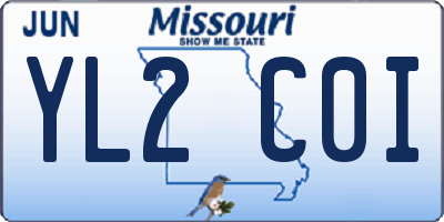 MO license plate YL2C0I