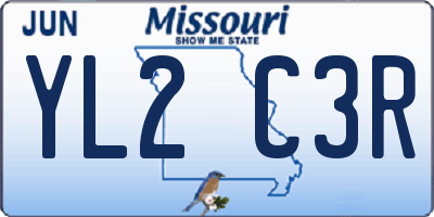 MO license plate YL2C3R