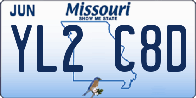 MO license plate YL2C8D