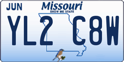 MO license plate YL2C8W