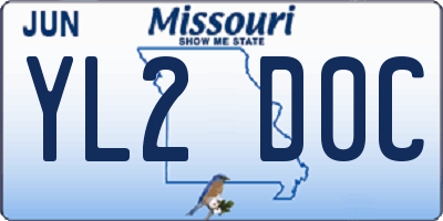 MO license plate YL2D0C
