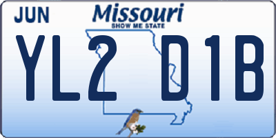 MO license plate YL2D1B