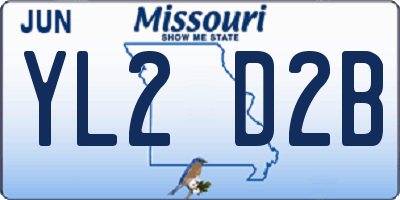 MO license plate YL2D2B
