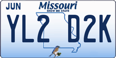 MO license plate YL2D2K