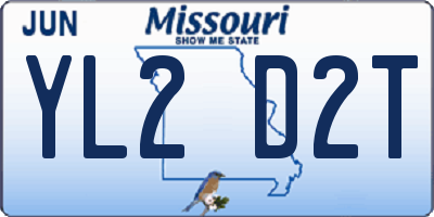 MO license plate YL2D2T