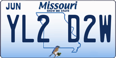 MO license plate YL2D2W