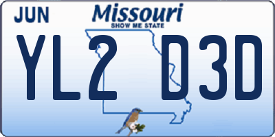 MO license plate YL2D3D