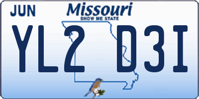 MO license plate YL2D3I