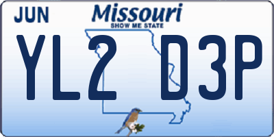 MO license plate YL2D3P