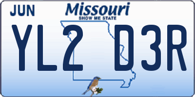 MO license plate YL2D3R