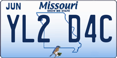 MO license plate YL2D4C
