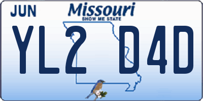 MO license plate YL2D4D