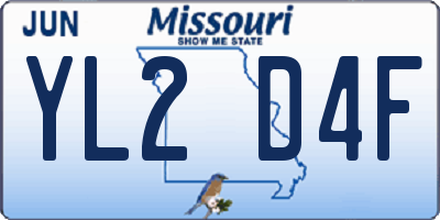 MO license plate YL2D4F