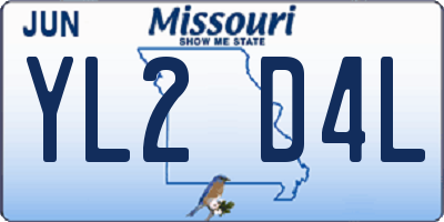 MO license plate YL2D4L