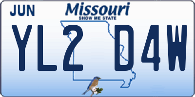 MO license plate YL2D4W