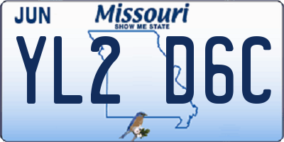 MO license plate YL2D6C