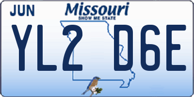 MO license plate YL2D6E