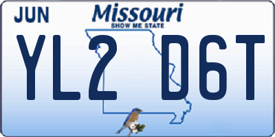 MO license plate YL2D6T
