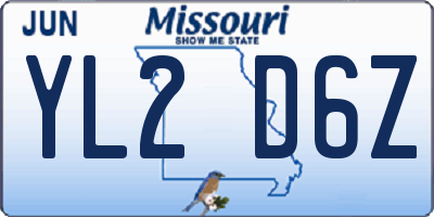 MO license plate YL2D6Z