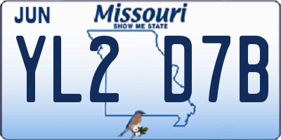 MO license plate YL2D7B