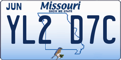MO license plate YL2D7C
