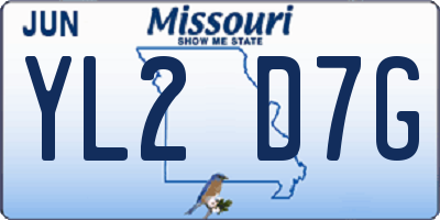 MO license plate YL2D7G