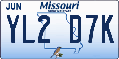 MO license plate YL2D7K