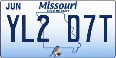 MO license plate YL2D7T