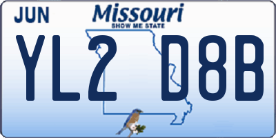 MO license plate YL2D8B