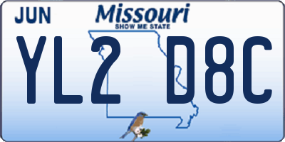 MO license plate YL2D8C