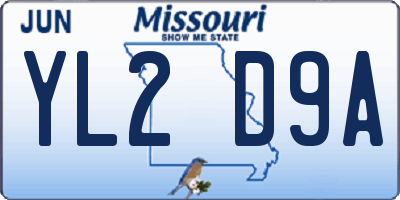MO license plate YL2D9A