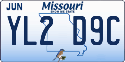 MO license plate YL2D9C