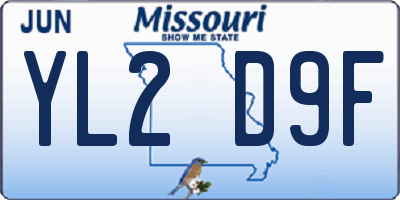 MO license plate YL2D9F
