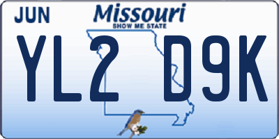 MO license plate YL2D9K