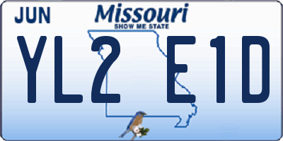 MO license plate YL2E1D