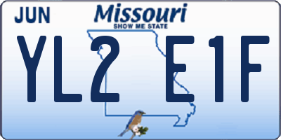 MO license plate YL2E1F