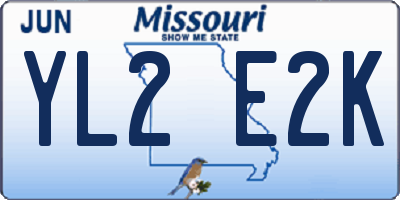 MO license plate YL2E2K