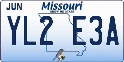 MO license plate YL2E3A