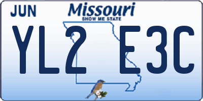 MO license plate YL2E3C
