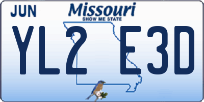 MO license plate YL2E3D